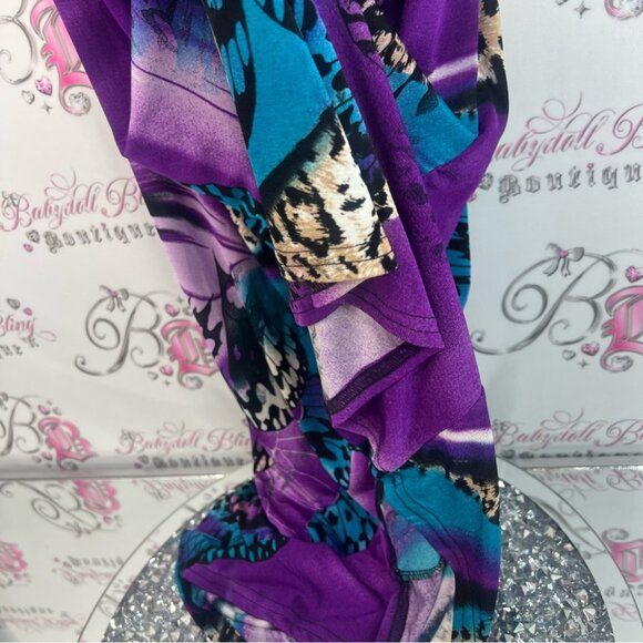 Dress butterfly wings 🪽 cheetah animal print purple blue black long dress - Picture 8 of 13